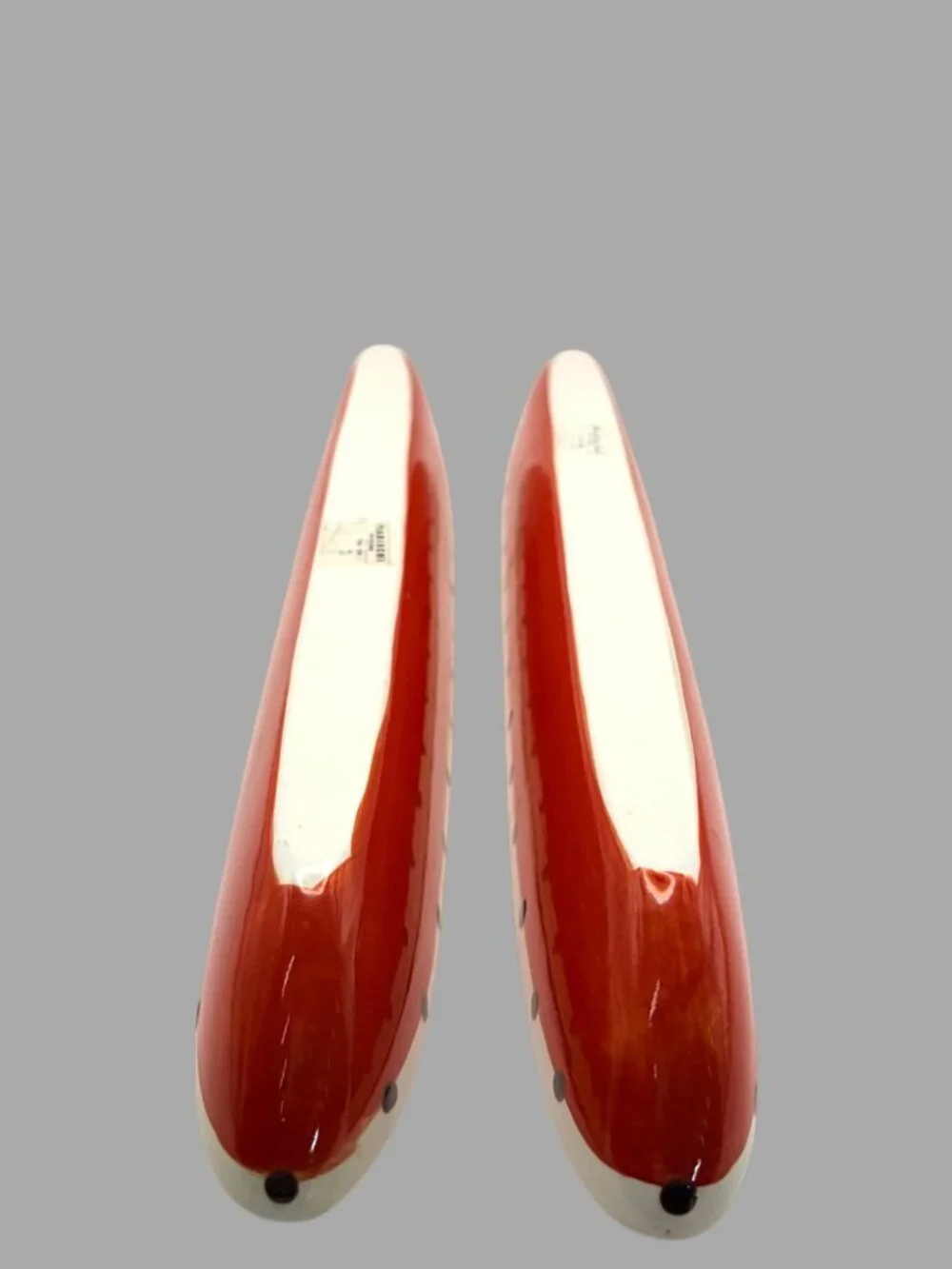 Vintage Mariachi For The Table Ceramic Canoe Bowls Set of 2 Red Polka Dot Dishes